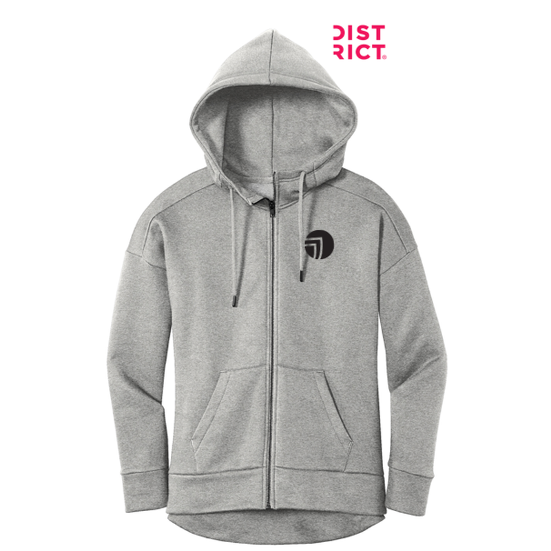 NEW SEI-District® Women’s Perfect Weight® Fleece Drop Shoulder Full-Zip Hoodie-Heathered Steel