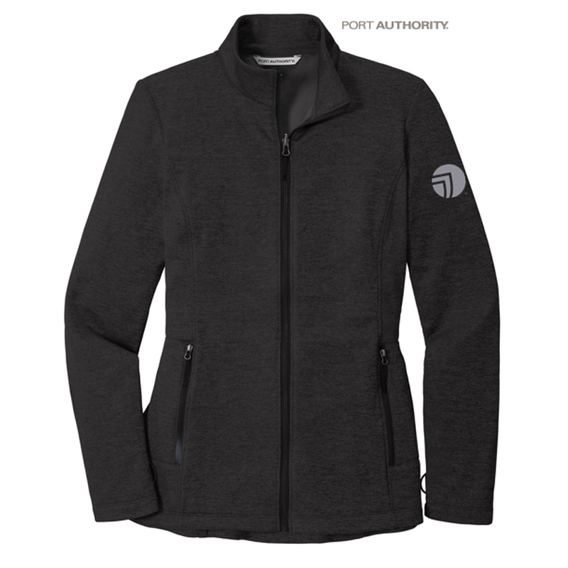 NEW SEI Ladies Collective Striated Fleece Jacket-Deep Black Heather