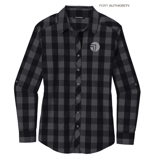 NEW SEI Ladies Everyday Plaid Shirt-Black