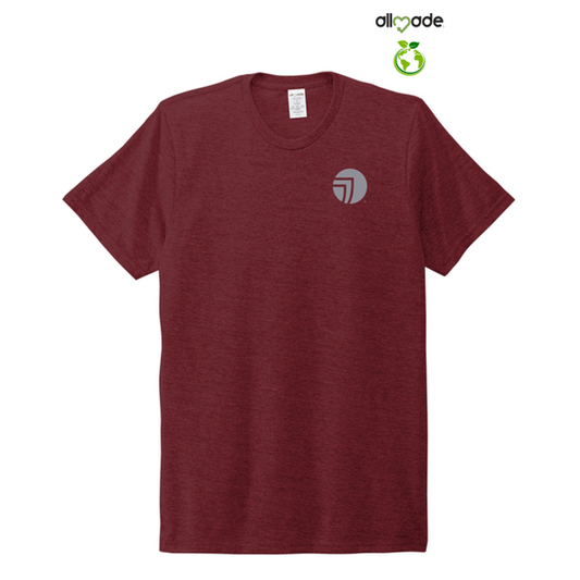 NEW SEI-Allmade® Unisex Tri-Blend Tee-Fairly White-Vino Red