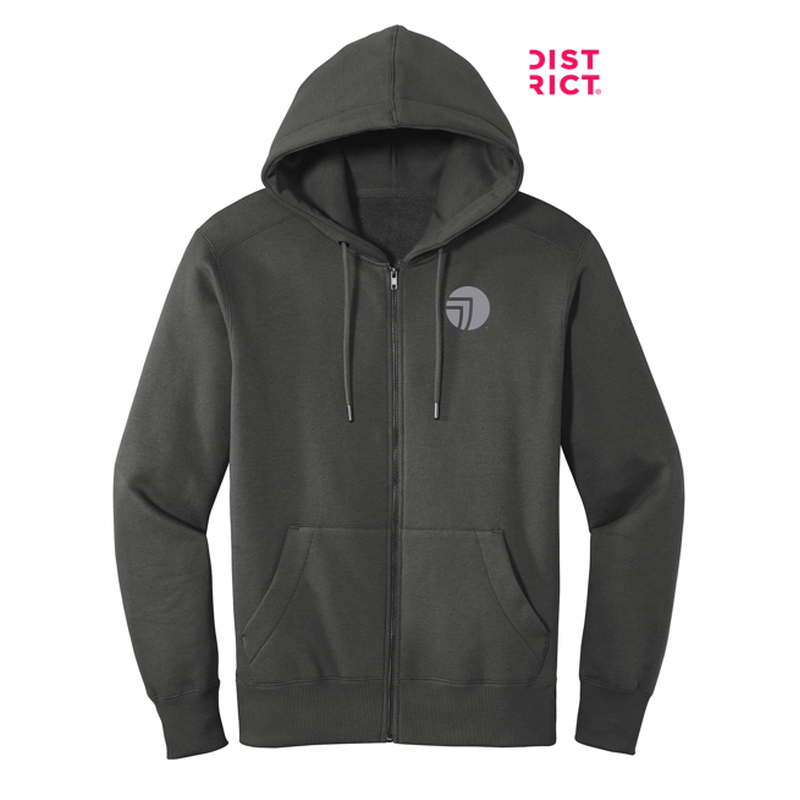 NEW SEI-District® Perfect Weight® Fleece Full-Zip Hoodie-Charcoal