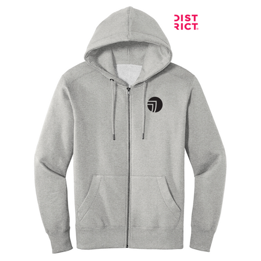 NEW SEI-District® Perfect Weight® Fleece Full-Zip Hoodie-Heathered Steel