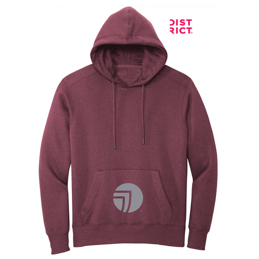 NEW SEI-District® Perfect Weight® Fleece Hoodie-Heathered Loganberry