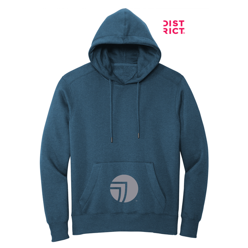 NEW SEI-District® Perfect Weight® Fleece Hoodie-Heathered Poseidon Blue