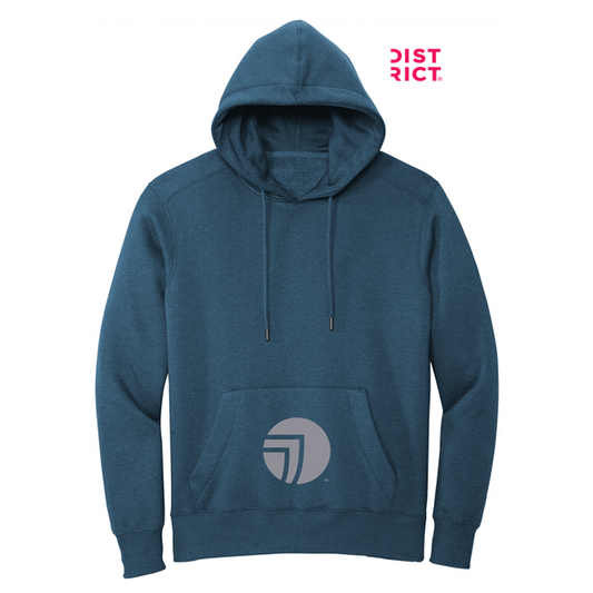 NEW SEI-District® Perfect Weight® Fleece Hoodie-Heathered Poseidon Blue