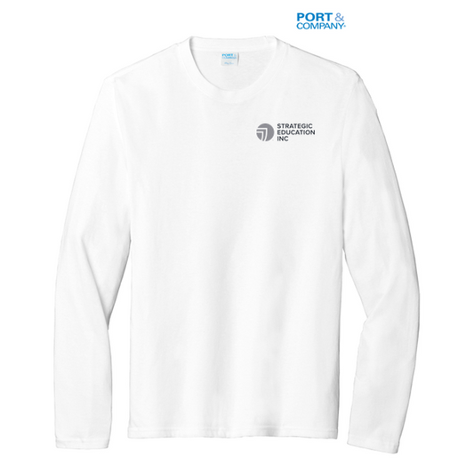 NEW SEI - Port & Company Long Sleeve Fan Favorite Blend Tee - White