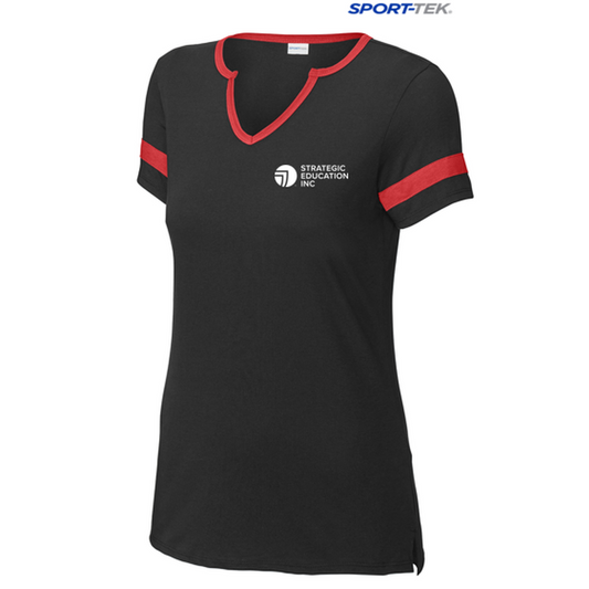 NEW SEI Sport-Tek® Ladies Halftime Notch Neck Tee Black/Deep Red