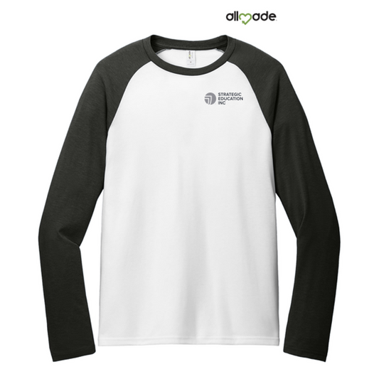 NEW SEI Allmade® Unisex Tri-Blend Long Sleeve Colorblock Raglan - Space Black/Bright White