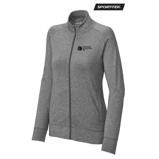 NEW SEI Sport-Tek® Ladies Sport-Wick® Stretch Full-Zip Cadet Jacket - Charcoal Grey Heather