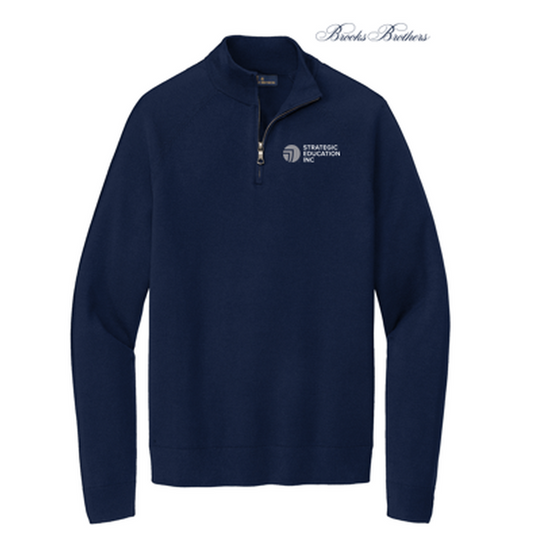 NEW - Brooks Brothers® Cotton Stretch 1/4-Zip Sweater - Navy Blazer