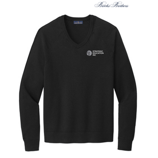 NEW - Brooks Brothers® Cotton Stretch V-Neck Sweater - Deep Black