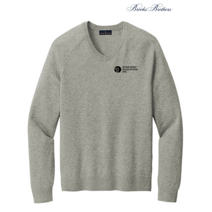 NEW - Brooks Brothers® Cotton Stretch V-Neck Sweater - Light Shadow Grey Heather