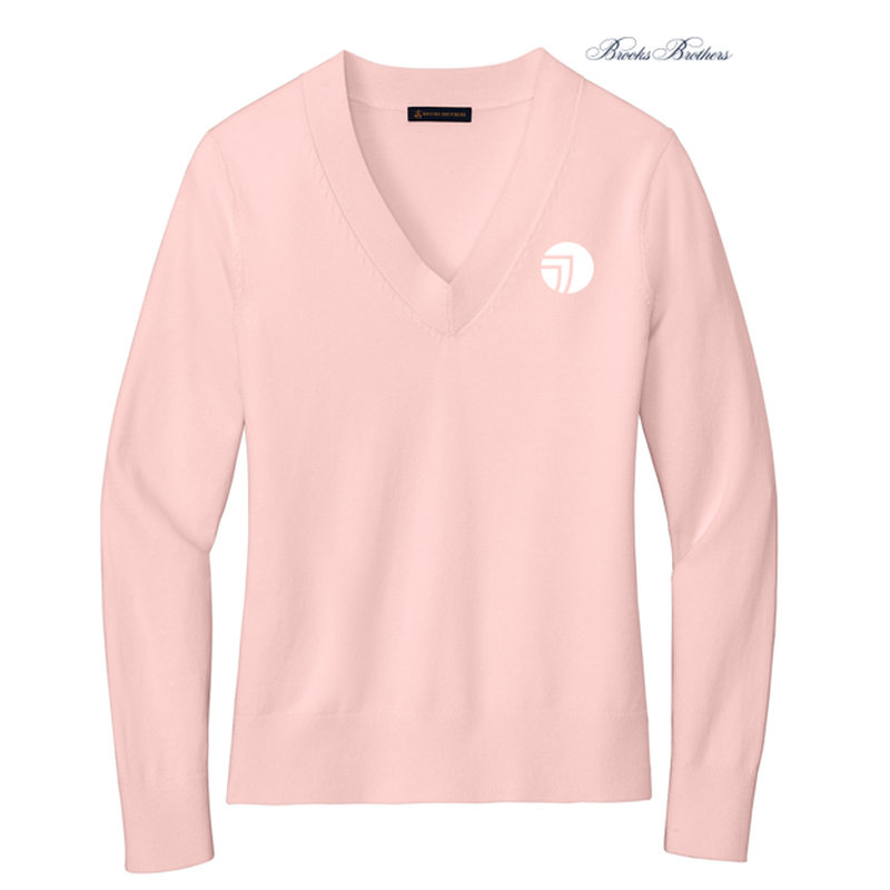 NEW SEI  Brooks Brothers® Women’s Cotton Stretch V-Neck Sweater - Pearl Pink