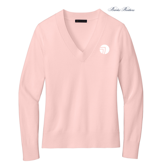 NEW SEI  Brooks Brothers® Women’s Cotton Stretch V-Neck Sweater - Pearl Pink