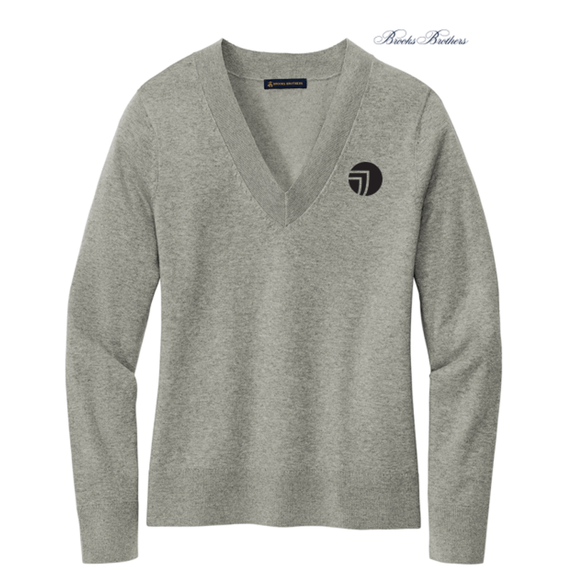 NEW SEI  Brooks Brothers® Women’s Cotton Stretch V-Neck Sweater - Light Shadow Grey Heather