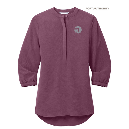 NEW SEI Port Authority® Ladies 3/4-Sleeve Textured Crepe Tunic - Purple Mist