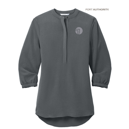 NEW SEI Port Authority® Ladies 3/4-Sleeve Textured Crepe Tunic - Graphite