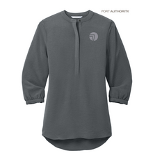 Load image into Gallery viewer, NEW SEI Port Authority® Ladies 3/4-Sleeve Textured Crepe Tunic - Graphite
