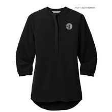 Load image into Gallery viewer, NEW SEI Port Authority® Ladies 3/4-Sleeve Textured Crepe Tunic - Deep Black
