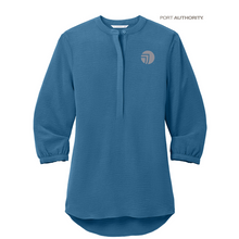 Load image into Gallery viewer, NEW SEI Port Authority® Ladies 3/4-Sleeve Textured Crepe Tunic - Aegean Blue
