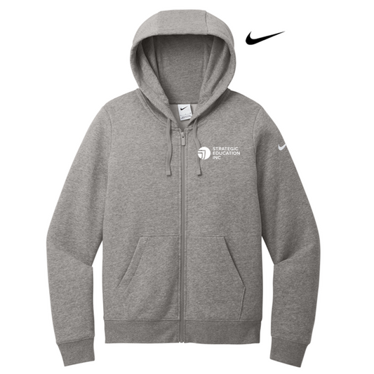 NEW SEI Nike Ladies Club Fleece Sleeve Swoosh Full-Zip Hoodie - Charcoal Heather