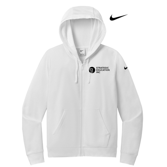 NEW SEI Nike Ladies Club Fleece Sleeve Swoosh Full-Zip Hoodie - White