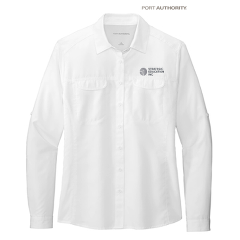 NEW - Port Authority® Ladies Long Sleeve UV Daybreak Shirt - White