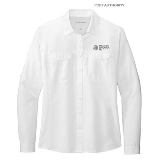 NEW - Port Authority® Ladies Long Sleeve UV Daybreak Shirt - White