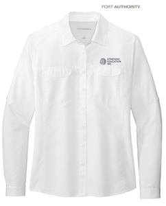 NEW - Port Authority® Ladies Long Sleeve UV Daybreak Shirt - White