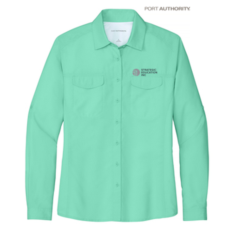 NEW - Port Authority® Ladies Long Sleeve UV Daybreak Shirt - Bright Seafoam