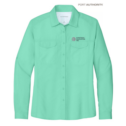 NEW - Port Authority® Ladies Long Sleeve UV Daybreak Shirt - Bright Seafoam