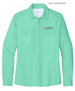 NEW - Port Authority® Ladies Long Sleeve UV Daybreak Shirt - Bright Seafoam