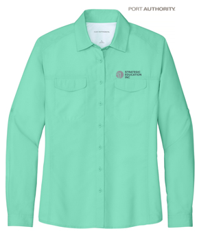 NEW - Port Authority® Ladies Long Sleeve UV Daybreak Shirt - Bright Seafoam