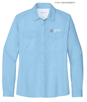 NEW - Port Authority® Ladies Long Sleeve UV Daybreak Shirt - Light Blue