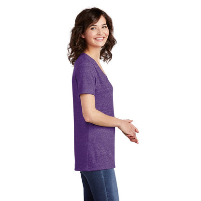 NEW SEI-JERZEES ® Ladies Snow Heather Jersey V-Neck T-Shirt-Purple