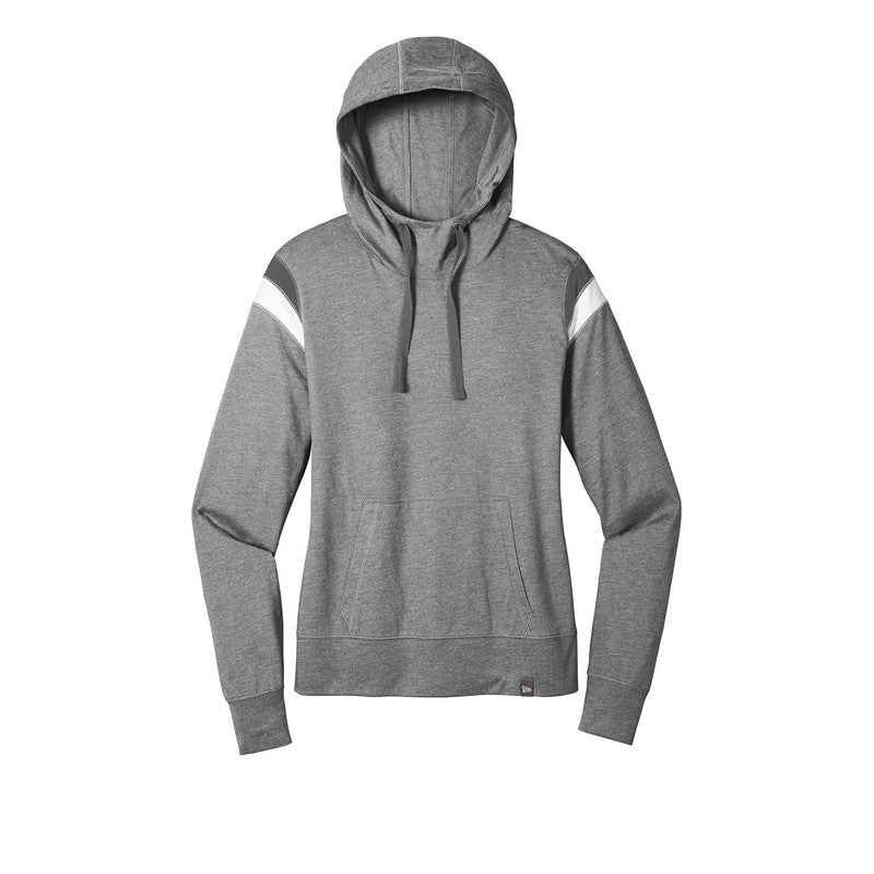 NEW SEI-New Era ® Ladies Heritage Blend Varsity Hoodie-Shadow Grey Heather/ Graphite/ White