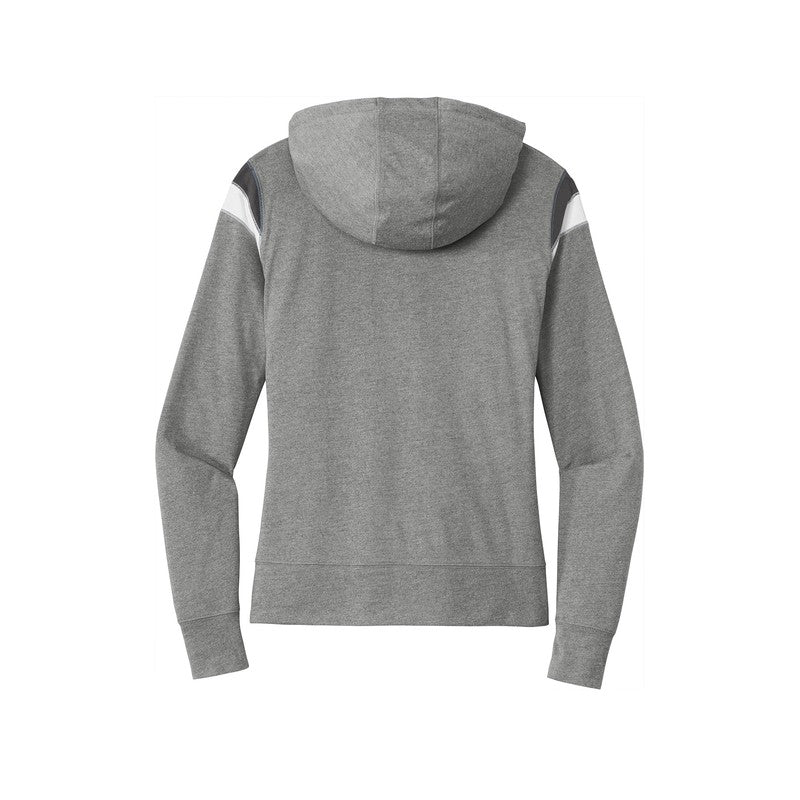 NEW SEI-New Era ® Ladies Heritage Blend Varsity Hoodie-Shadow Grey Heather/ Graphite/ White