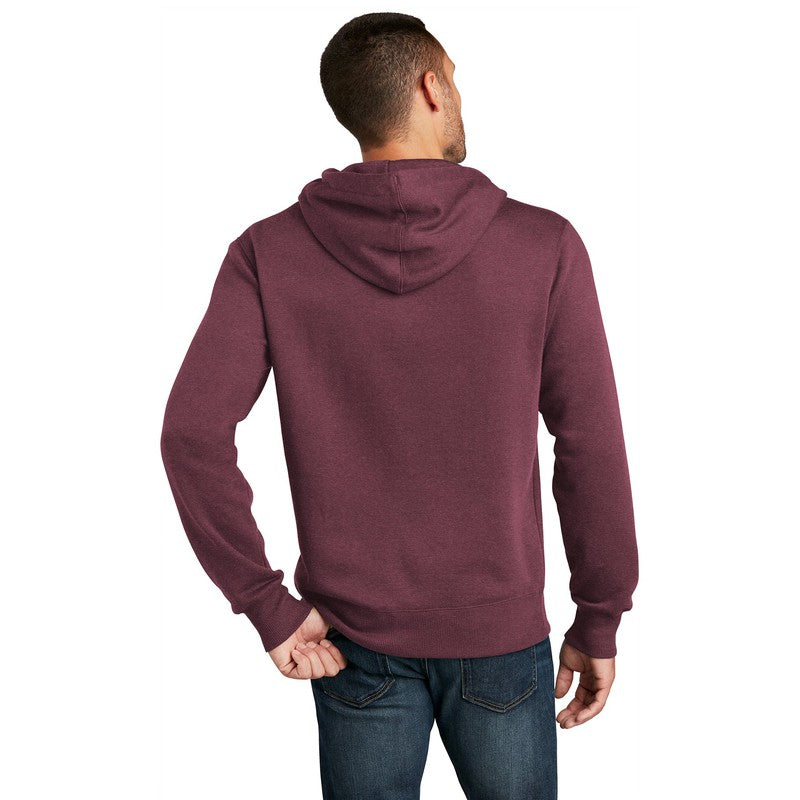 NEW SEI-District® Perfect Weight® Fleece Hoodie-Heathered Loganberry