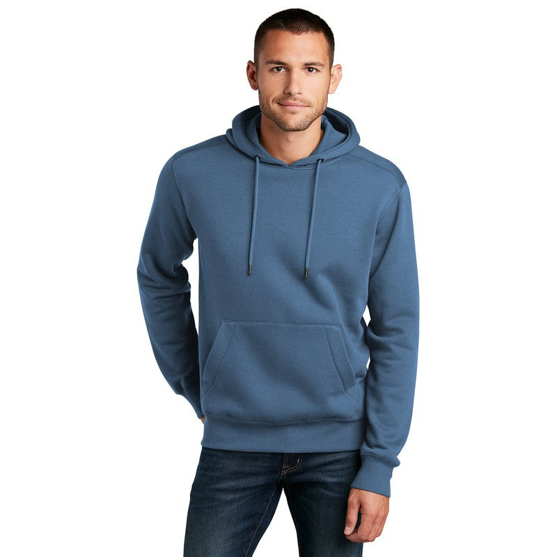 NEW SEI-District® Perfect Weight® Fleece Hoodie-Heathered Poseidon Blue