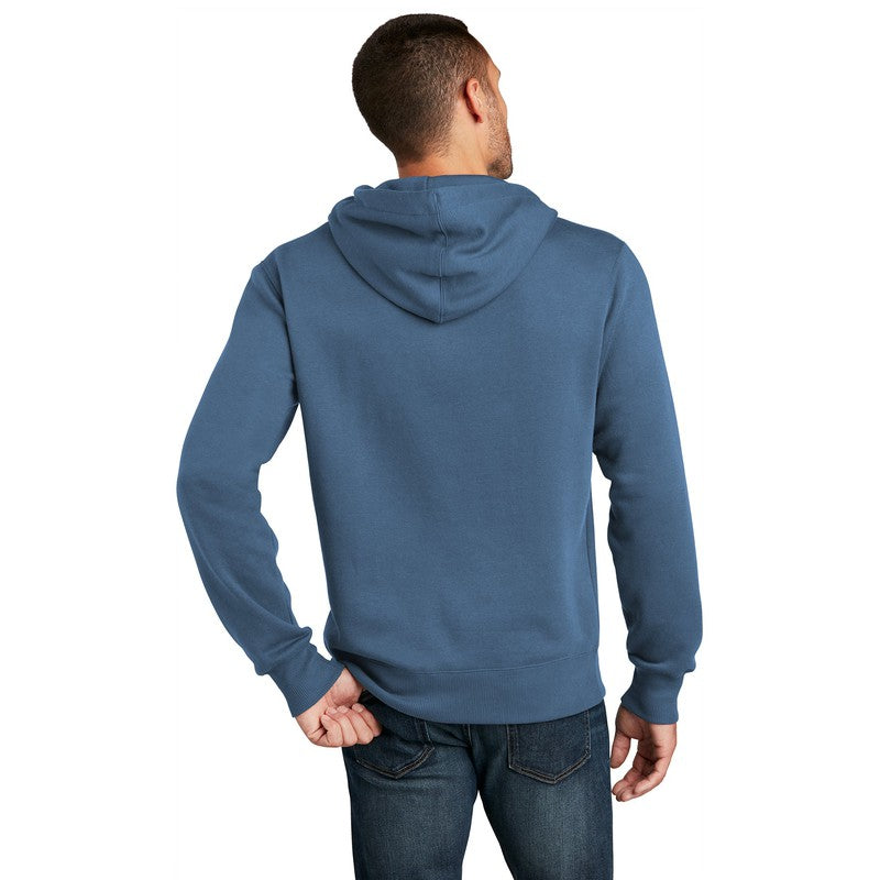 NEW SEI-District® Perfect Weight® Fleece Hoodie-Heathered Poseidon Blue