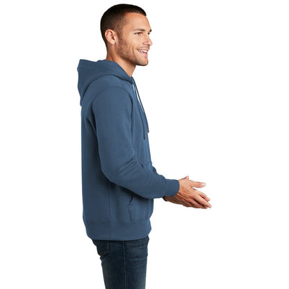 NEW SEI-District® Perfect Weight® Fleece Hoodie-Heathered Poseidon Blue