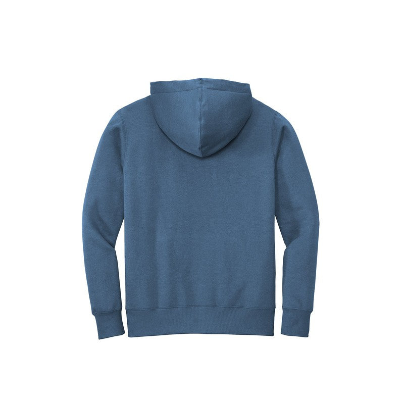 NEW SEI-District® Perfect Weight® Fleece Hoodie-Heathered Poseidon Blue