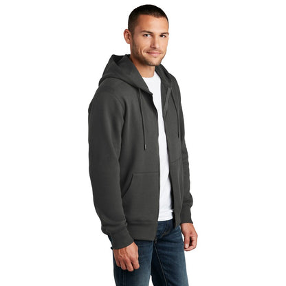 NEW SEI-District® Perfect Weight® Fleece Full-Zip Hoodie-Charcoal