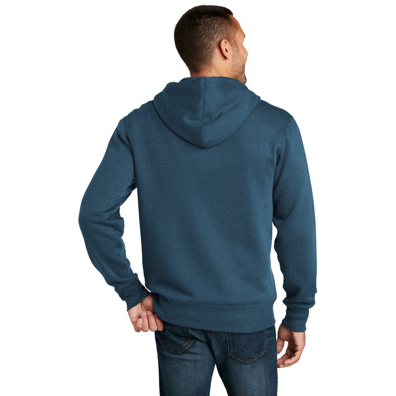 NEW SEI-District® Perfect Weight® Fleece Full-Zip Hoodie-Heathered Poseidon Blue