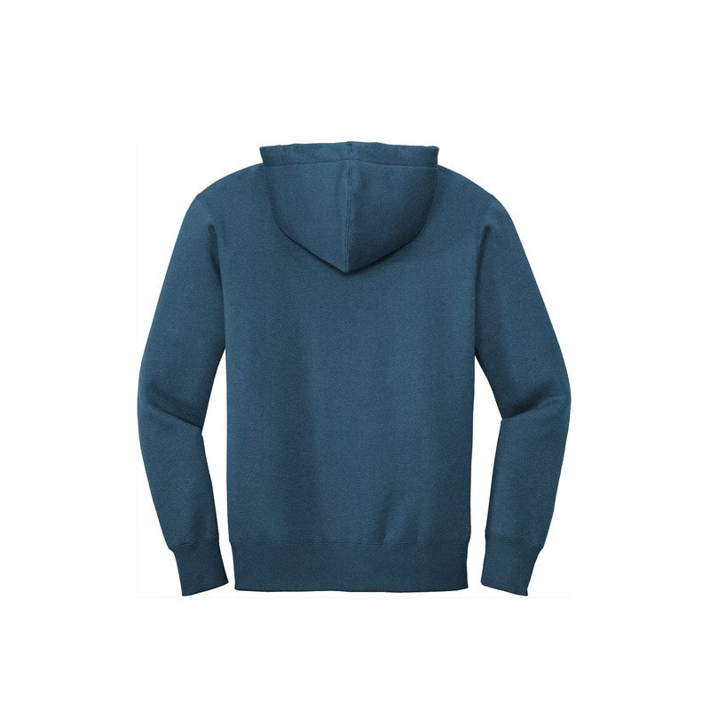 NEW SEI-District® Perfect Weight® Fleece Full-Zip Hoodie-Heathered Poseidon Blue