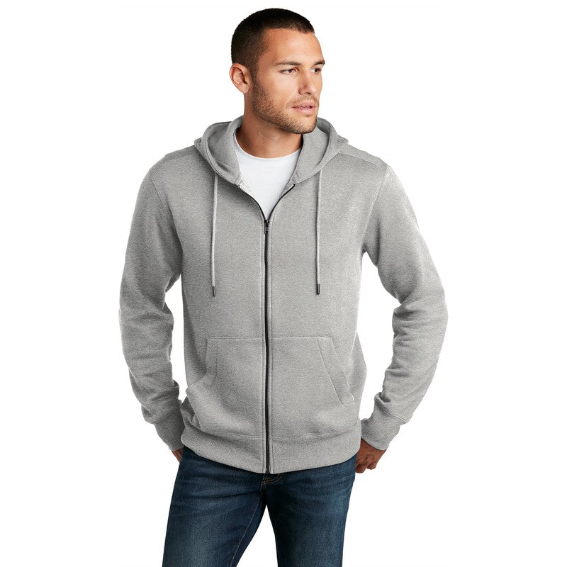 NEW SEI-District® Perfect Weight® Fleece Full-Zip Hoodie-Heathered Steel