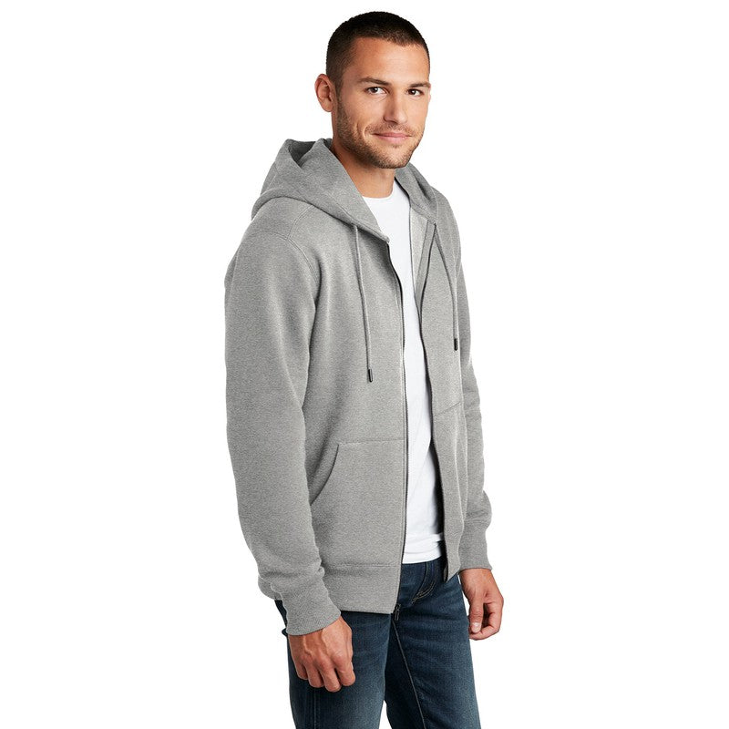 NEW SEI-District® Perfect Weight® Fleece Full-Zip Hoodie-Heathered Steel