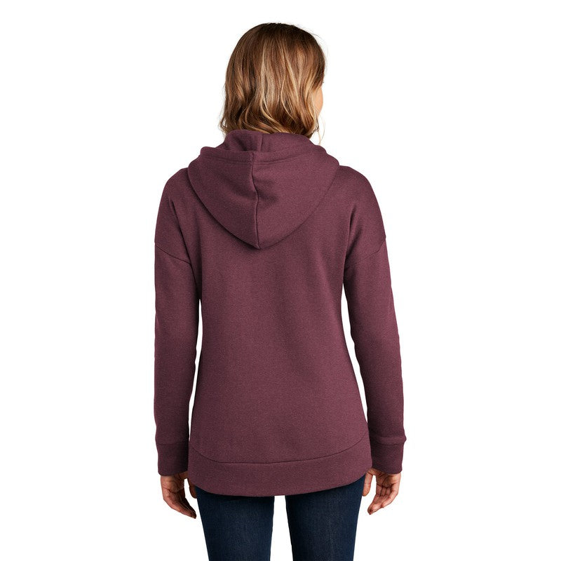 NEW SEI-District® Women’s Perfect Weight® Fleece Drop Shoulder Full-Zip Hoodie-Heathered Loganberry