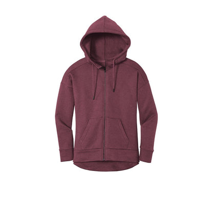 NEW SEI-District® Women’s Perfect Weight® Fleece Drop Shoulder Full-Zip Hoodie-Heathered Loganberry