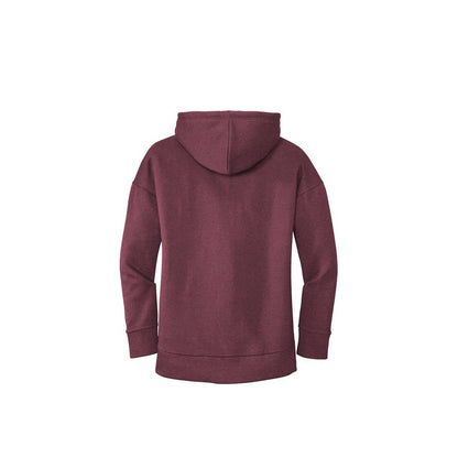 NEW SEI-District® Women’s Perfect Weight® Fleece Drop Shoulder Full-Zip Hoodie-Heathered Loganberry